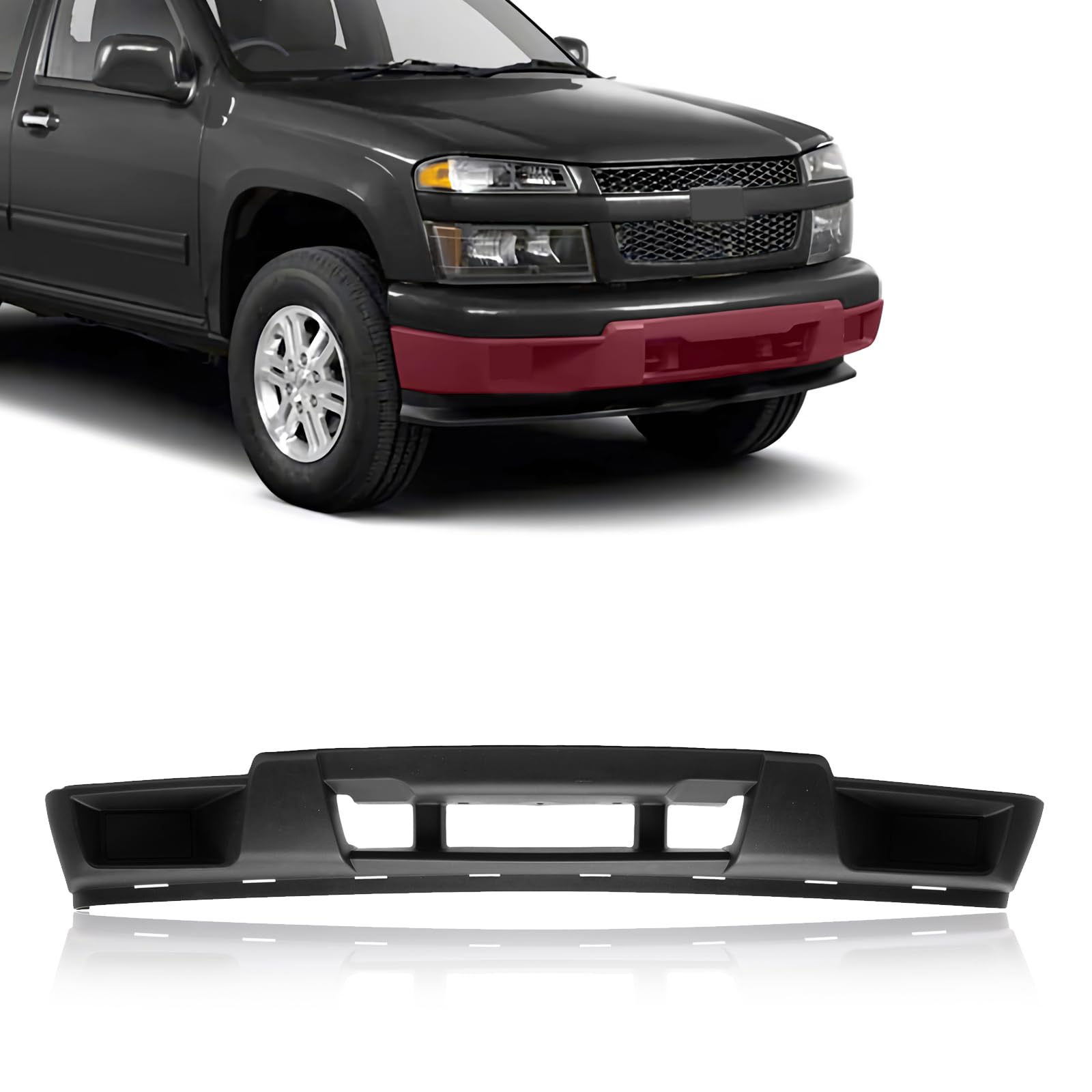CarPartsDepot Front Bumper Lower Valance Cover w/o Fog Holes Compatible With 2004-2012 Chevrolet Colorado & GMC Canyon & 2006-2008 Isuzu GM1000723 12335806