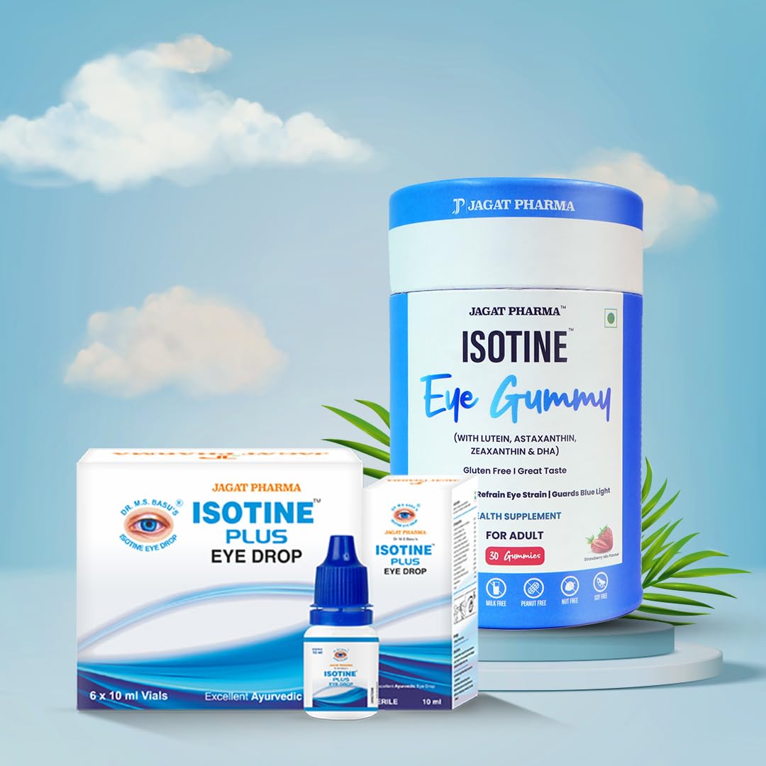 Jagat Pharma Isotine Eye Gummy (Adults) - 30 Gummies + Isotine Plus Combo - Nutritional Supplement for Eye Health - Unisex