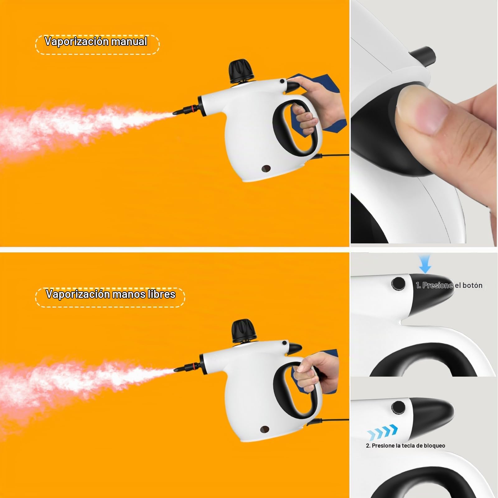 Limpiador de Vapor,1200W Vaporeta de Mano Portátil,Con 12 accesorios y cierre de Seguridad,350ML Depósito Para Limpiar Cocina, Baño, Juntas, Ventanas y Grasa Vaporeta Limpieza Hogar Multifuncional