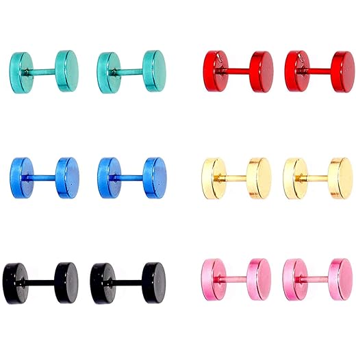 Magnetic Studs Earrings Multi Color 6 Pair
