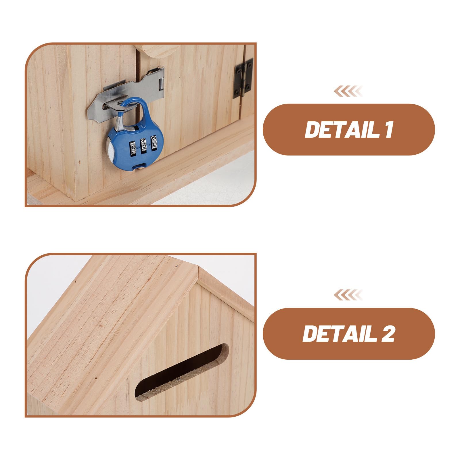 buzón de sugerencias con Cerradura de Madera para Pared, Forma de casa, Estilo Vintage para Apartamentos y oficinas, Uso Exterior