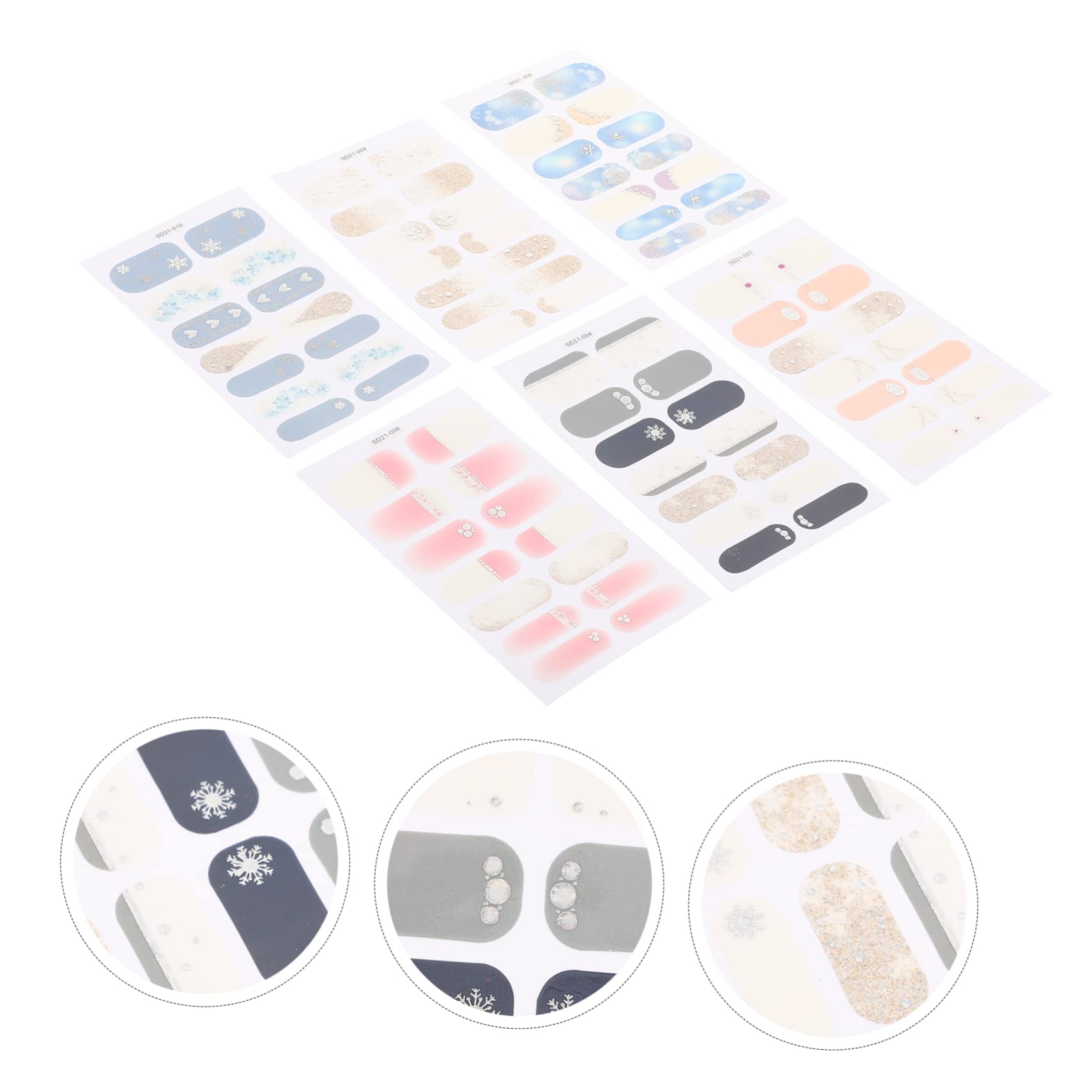 PACKOVE 5 Set Sticker Unghie Adesivi Per Nail Art Con Design Delicati Per Decorazioni Unghie Te Adesivi Autoadesivi Per Adatti Tipi 6 Fogli*5