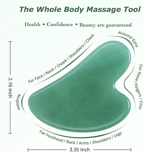 Miniatura 3 de Gua Sha Herramientas faciales, herramienta de guasha de piedra de jade natural, herramienta de masaje de raspado GUA SHA para masaje facial y