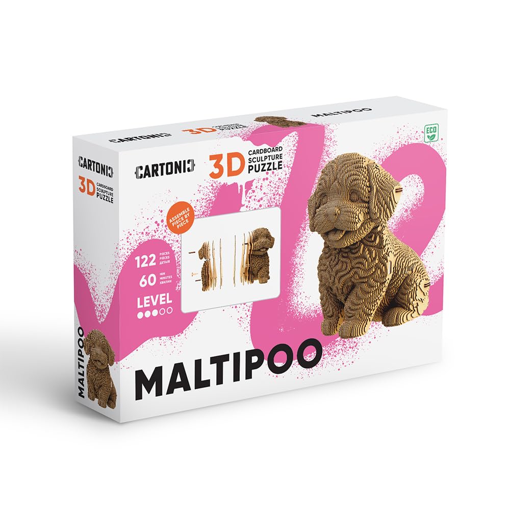 Perro Maltipoo Puzzle 3D de Cartón – Maqueta para Montar