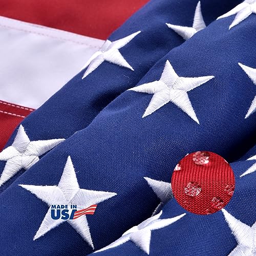 American Flags 4x6 FT for Outside, Super Tough 220GSM Spun Polyester Material-Tearproof Water Resistant Series, US Flag Made in USA High Wind with Embroidered Stars, HeavyDuty United States Flags Outdoor