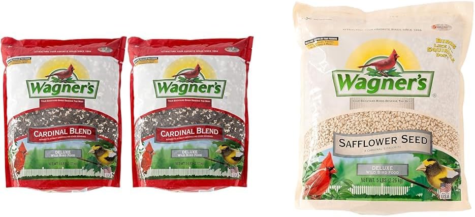 Wagner's 62032 Cardinal Blend Wild Bird Food, 6-Pound Bag, 2-Pack & 57075 Safflower Seed Wild Bird Food, 5-Pound Bag