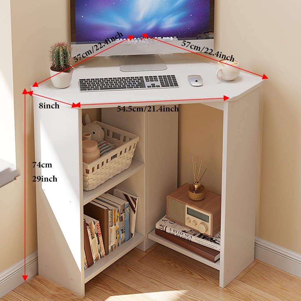 Amazon.com: GIZNXBA Corner Desk with 3 Tier Torage Shelves, 90