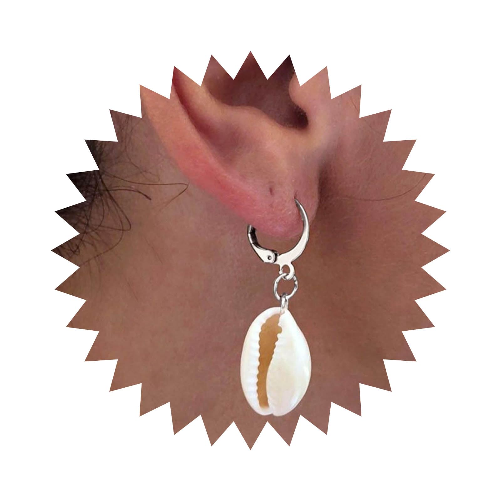 AllereyaVintage Cowrie Drop Earrings Puka Shell Dangle Earrings Shell Dangling Earrings Gold Cowrie Huggie Earrings Jewelry for Women and Girls (Gold)