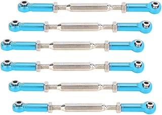 Drfeify RC Car Push Rod, 88mm Aluminum Alloy Adjustable Push Rods Compatible with 1/10 RC Car Models, 6Pcs(Blue)