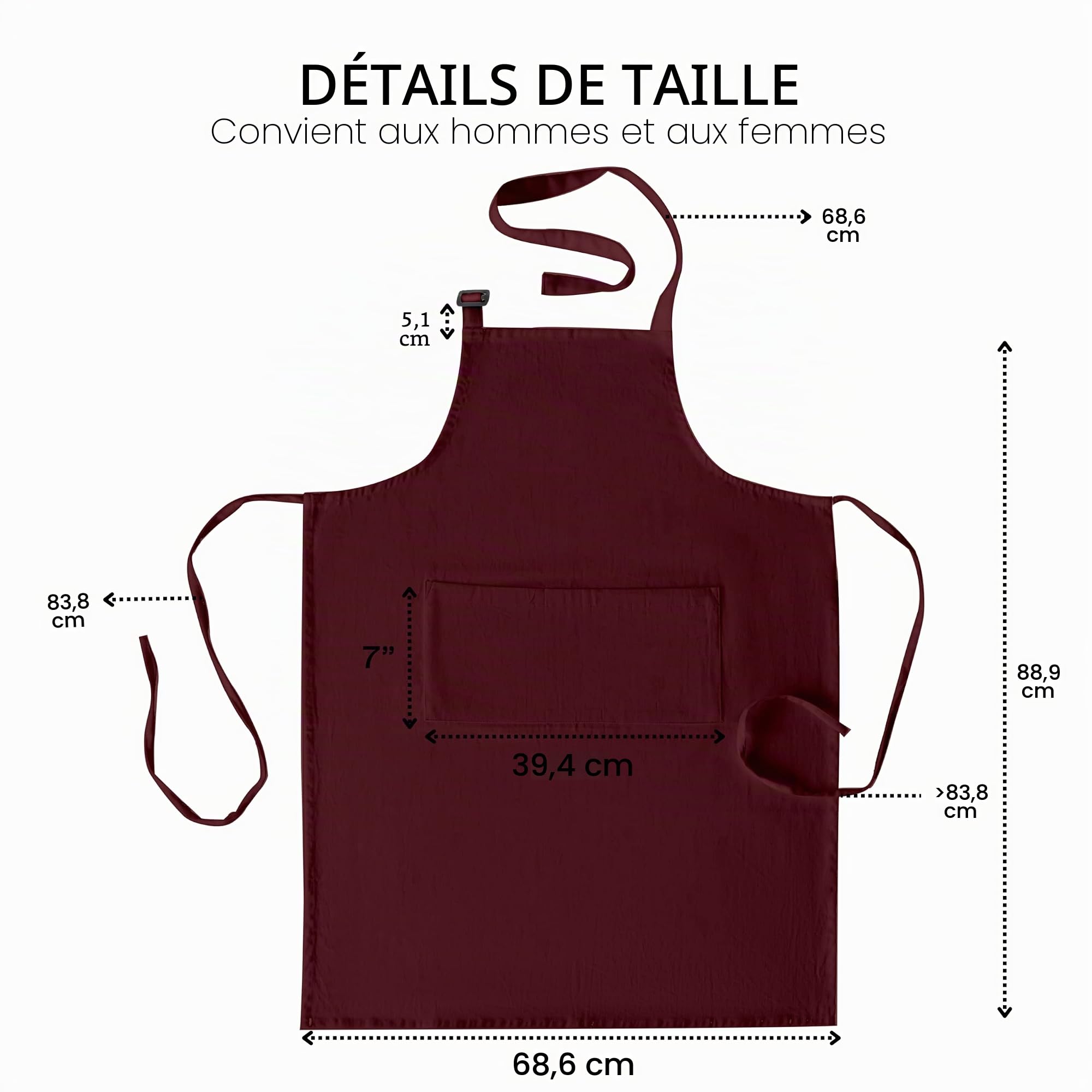 RAJRANG Cotton Apron with 3 Pockets, Solid Chef Apron Men and Women, 88 x 69 cm