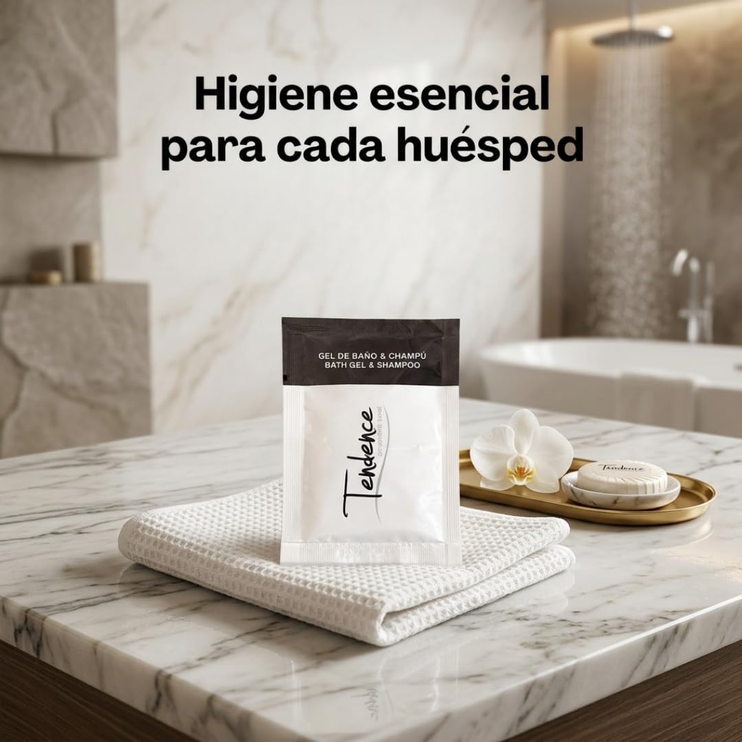1000 unidades de Gel de Baño y Champú Amenities Hotel – Cosmética Hotelera Ecológica para Hoteles, Casas Rurales y Alojamientos Turísticos | Producto de Bienvenida para Habitaciones y Huéspedes.