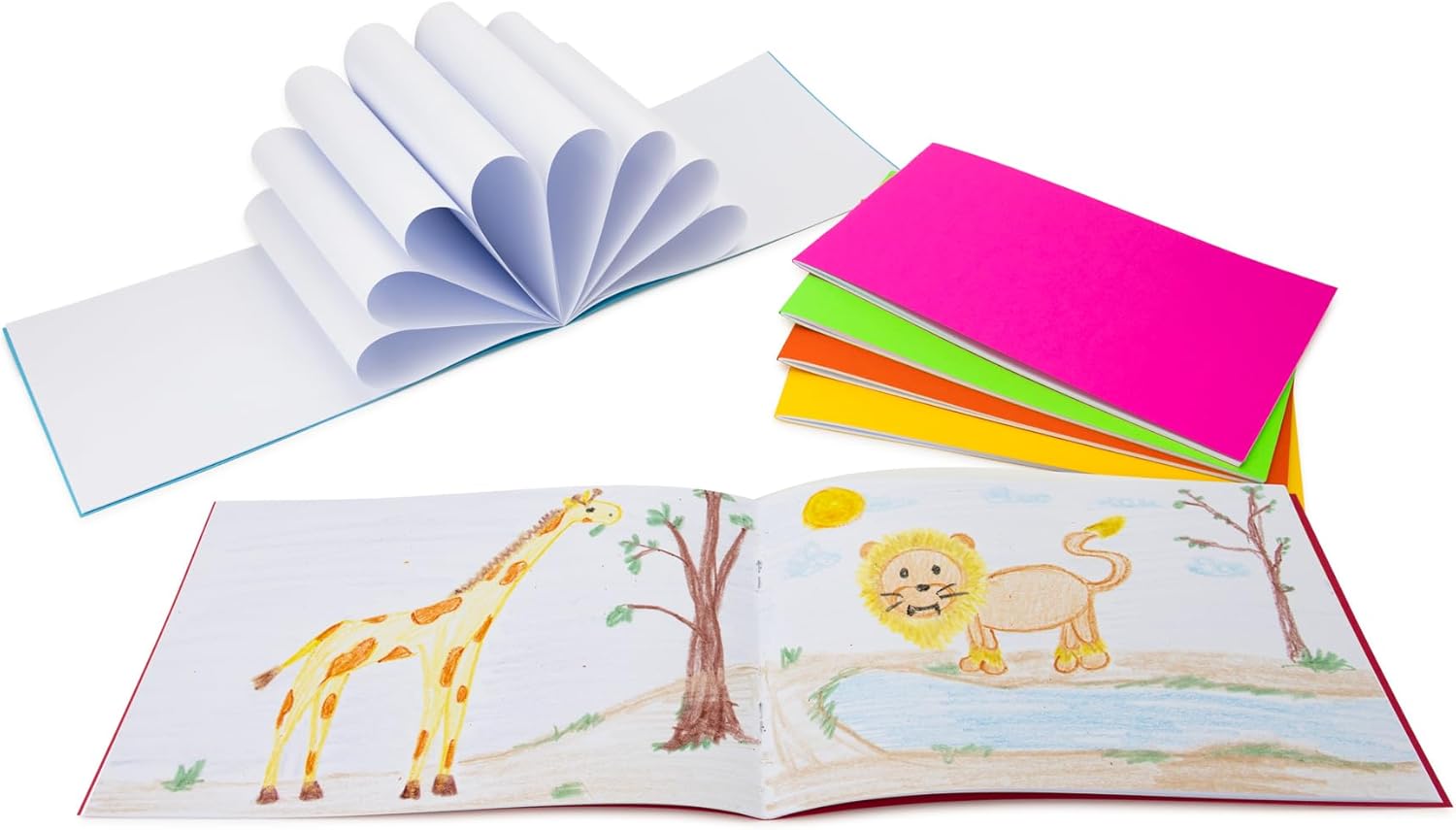 Hygloss Blank Books 5.5 x 8.5 Inches - 10 Pack – Bright Colors Paperback for Drawing & Writing – Landscape Style Empty Books for Journaling, Sketching or Arts & Craft