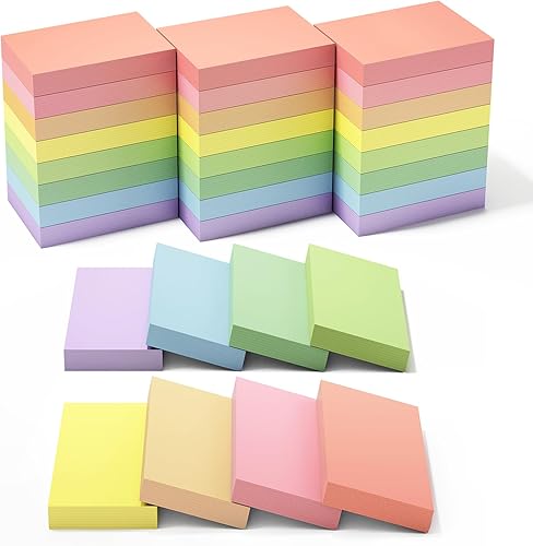 EOOUT 24 blocs de notas adhesivas pequeñas con 12 colores, mini bloc de notas autoadhesivas a granel para estudio, trabajo, escuela y suministros de