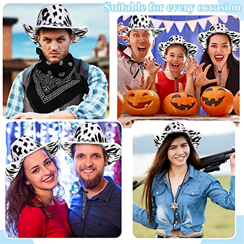 Zhanmai 12 Pieces Cowboy Hats Bandanas Western Party Cowboy Hat Bulk Costume Cowgirl Hat Party Pack Men Woman Party (Milk Print) #TOP3