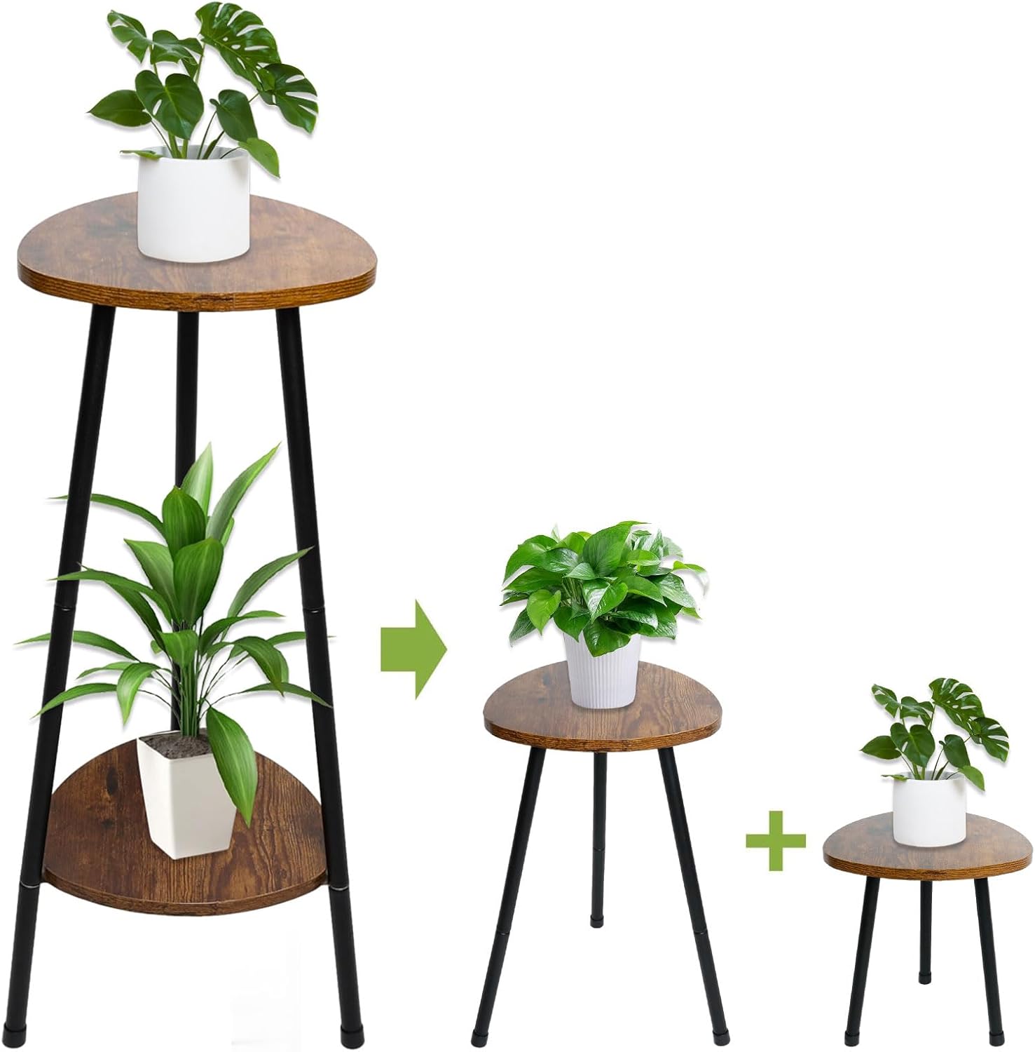BYVO Tall Corner Plant Stand Indoor, Adjustable 2 Tier