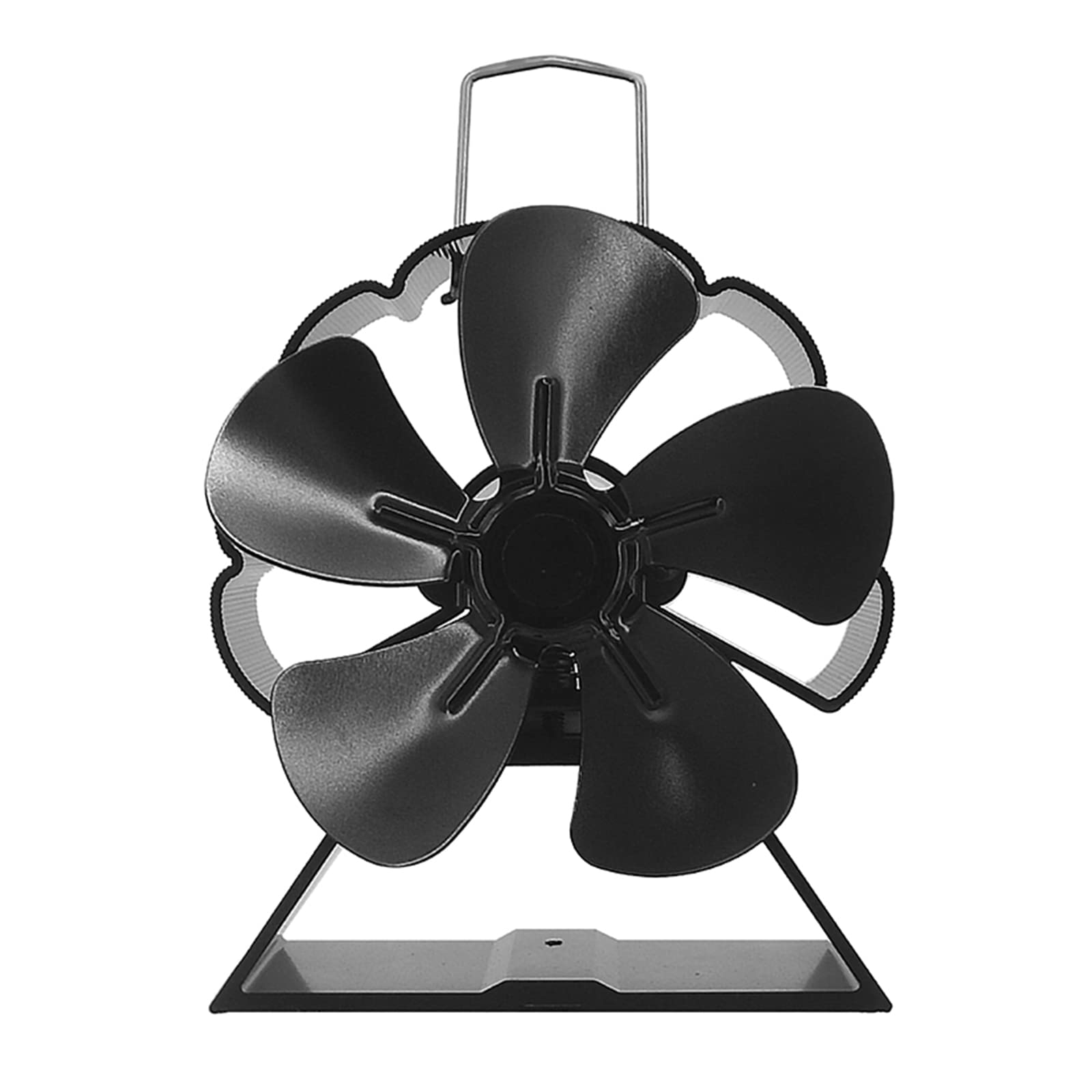 Buxuaaaa Black 5 Stove Fan Aluminum Alloy Silent Efficient Heat Distribution Fan Log Wood Heating Heat Operated Blower