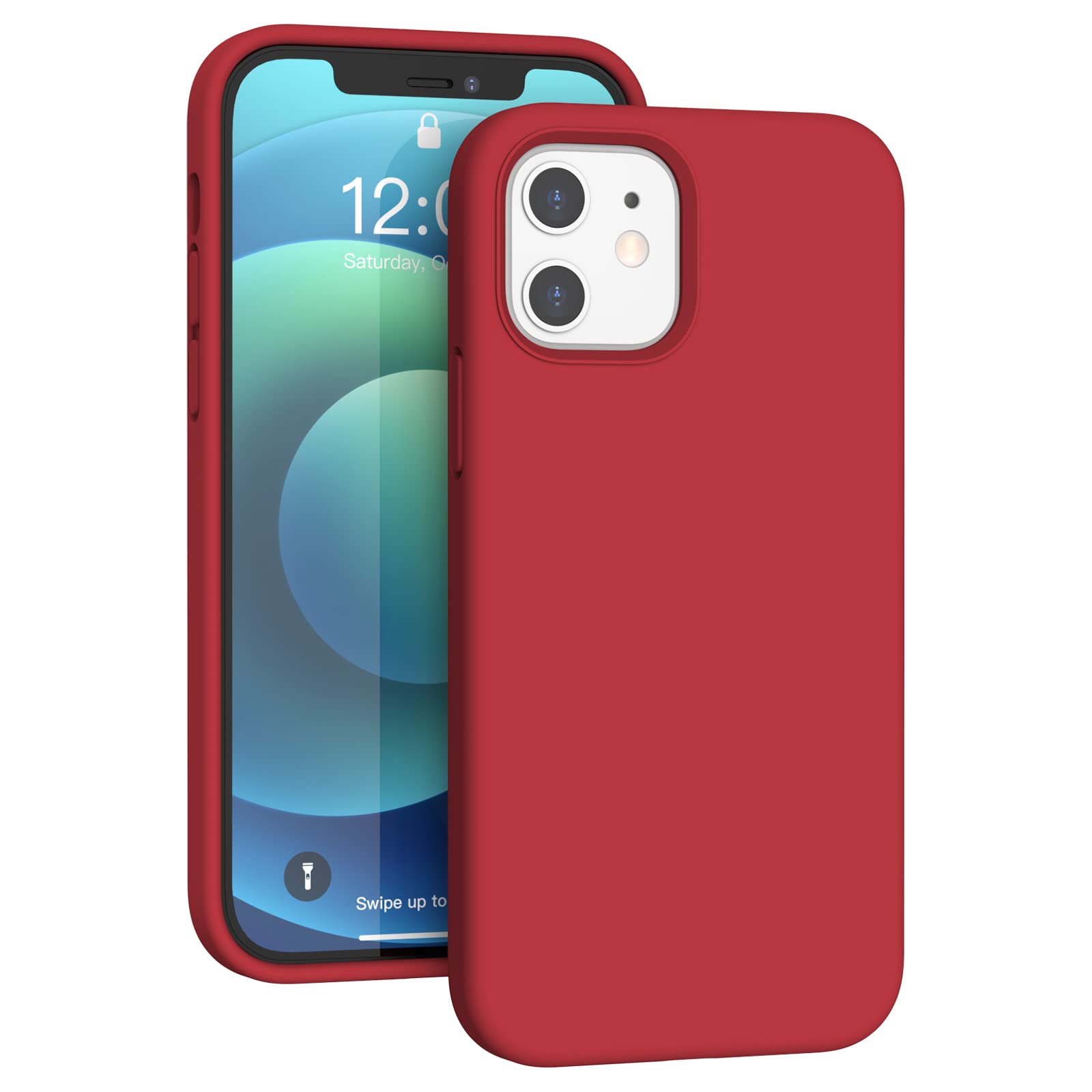 Coque iPhone 12 silicone liquide antichoc évite les rayures et chutes rouge - 8