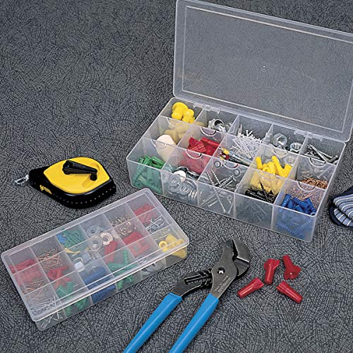 Akro-Mils 96352A Plastic Portable Parts Storage Box For Hardware And Crafts With Hinged Lid And 5 Fixed Dividers, (8-Inch X 4-5/8-Inch X 1-1/2-Inch), Small,Clear #TOP4