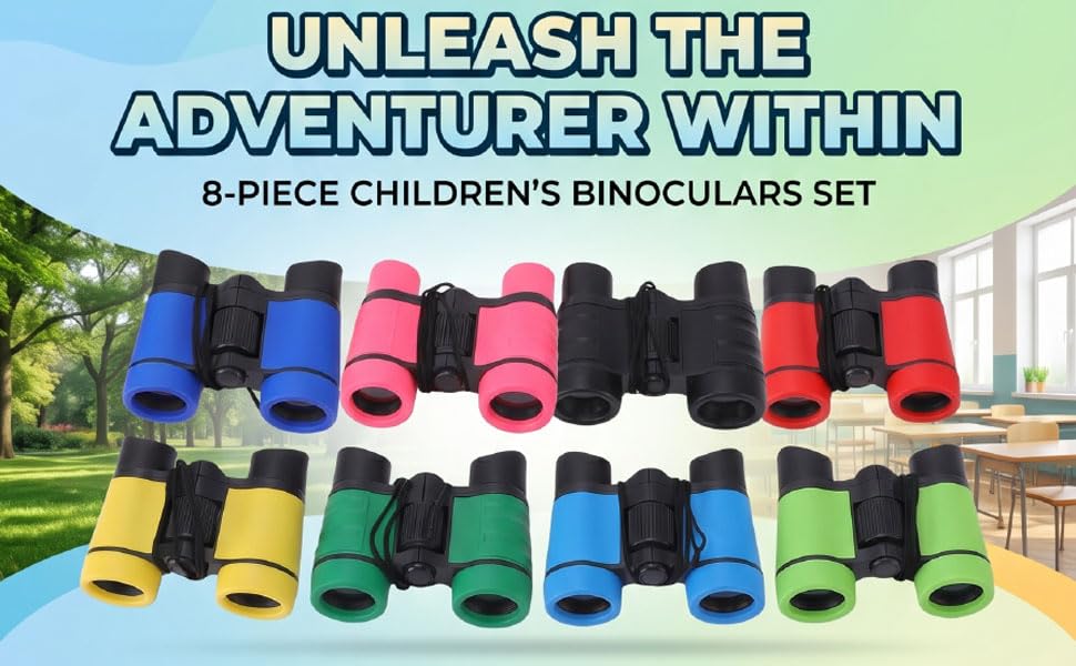 Tangxi 8 Pack Binoculares para Niños 4x30 Resistentes miniatura 2
