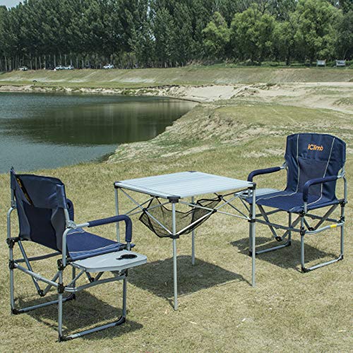 Silla plegable compacta para camping iClimb con mesa lateral y asa miniatura 2