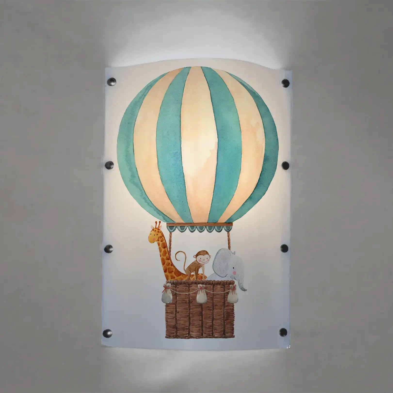 Lampada Applique Mongolfiera Luce Bambini Da Muro Per Camera – Applique idea regalo – Grafica Esaltante – Luce Cameretta Bambini 35x40