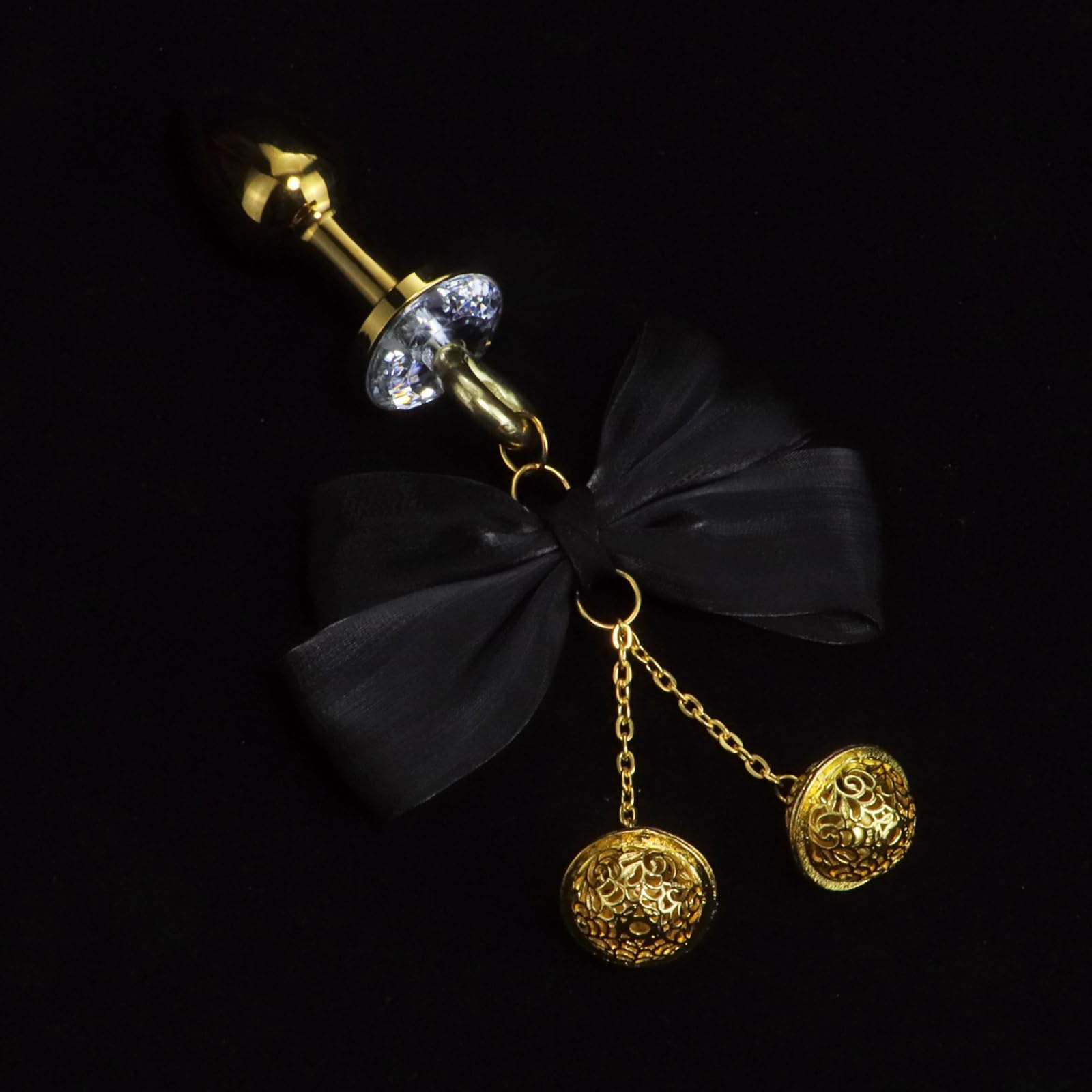 Luxury Stainless Steel Metal Anal Trainer Jewel Butt Plug SM Small Bell Adult Anal Plugs(M): H-Black Mini