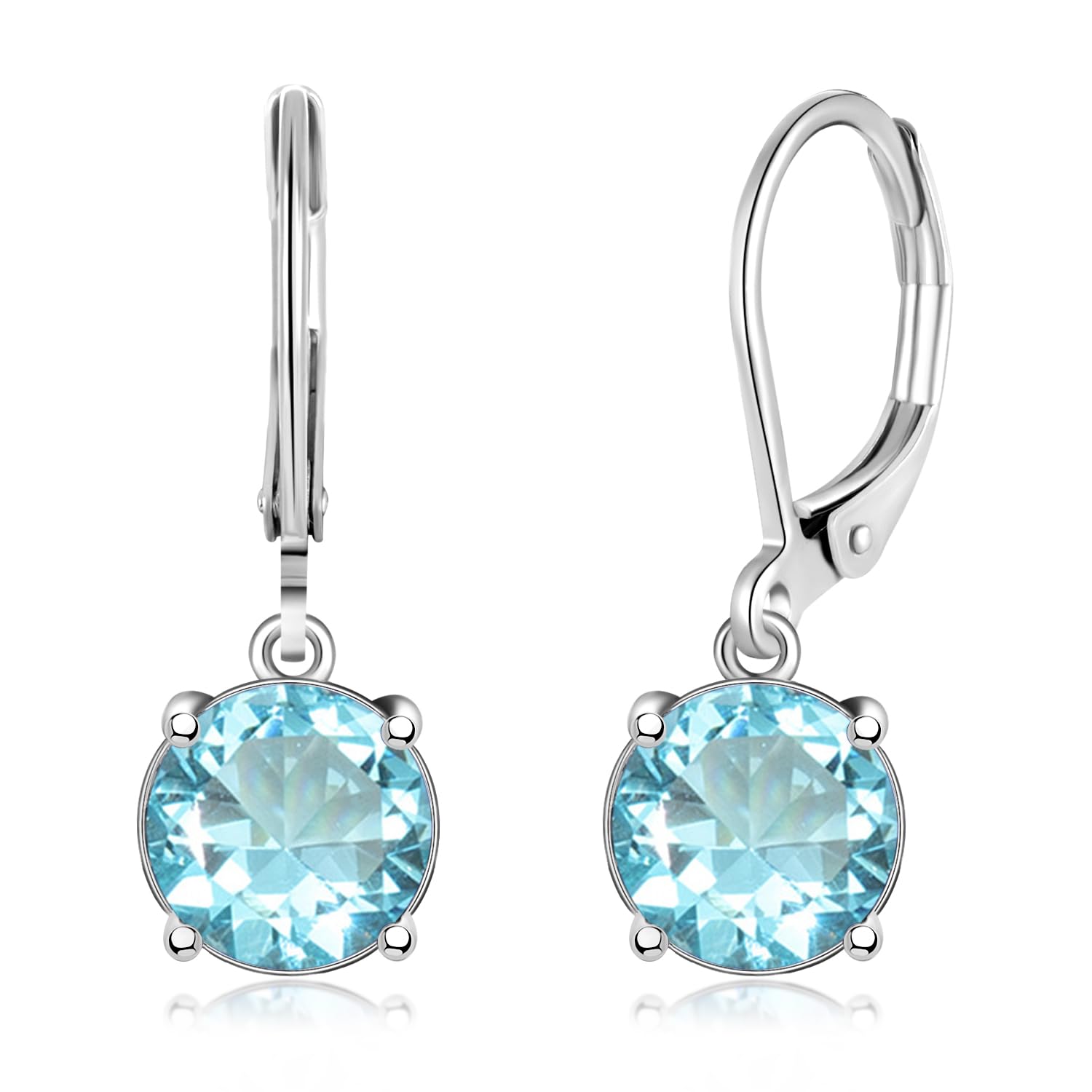 Leverback Dangle Earrings Created Crystal Drop Earrings Gold Plated Jewelry Gift for Women Girls 8mm