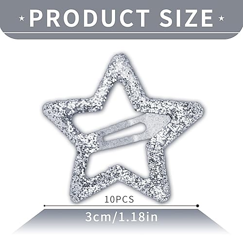 Miniatura 9 de Pinzas para el cabello de metal con forma de estrella plateada, pasadores pequeños para el cabello Y2K, pinzas para el cabello con estrella Y2K,