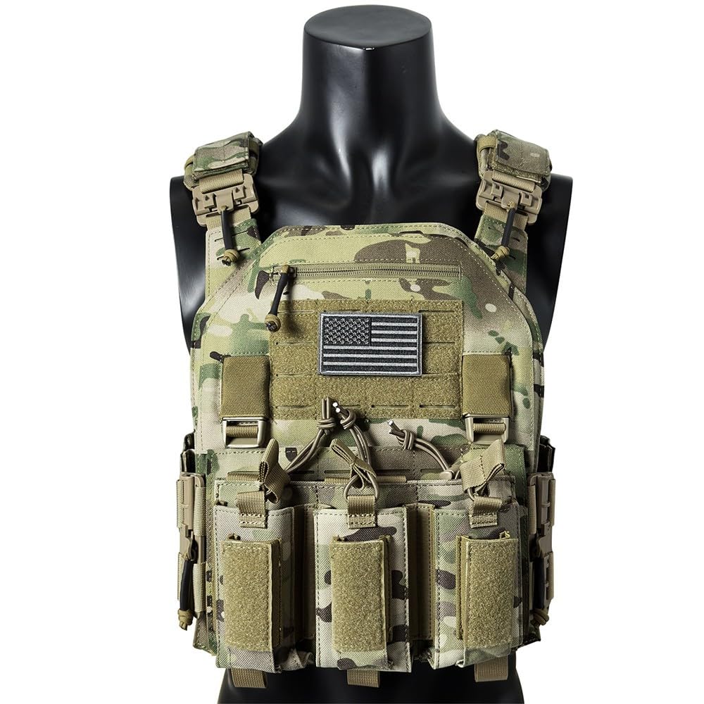 Chaleco MOLLE Ajustable,Chaleco Portaequipaje Ligero Nylon con Múltiples Bolsillos Chaleco Transpirable para Senderismo Camping Entrenamiento Y Actividades Al Aire Libre