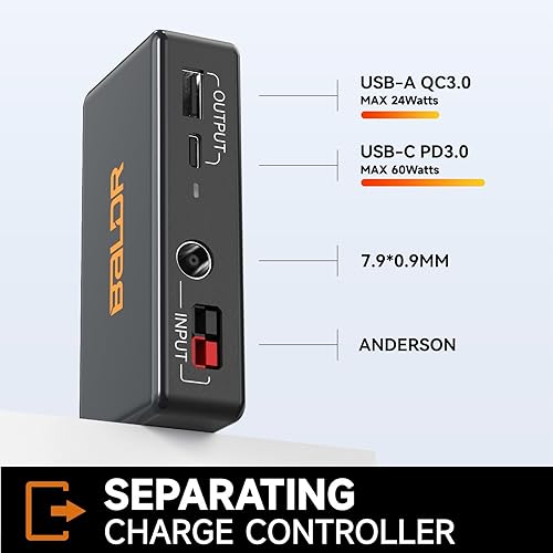 Miniatura 4 de BALDR Paneles solares monocristalinos de 200 W, cargador solar plegable portátil para generadores solares y centrales eléctricas portátiles, kit de