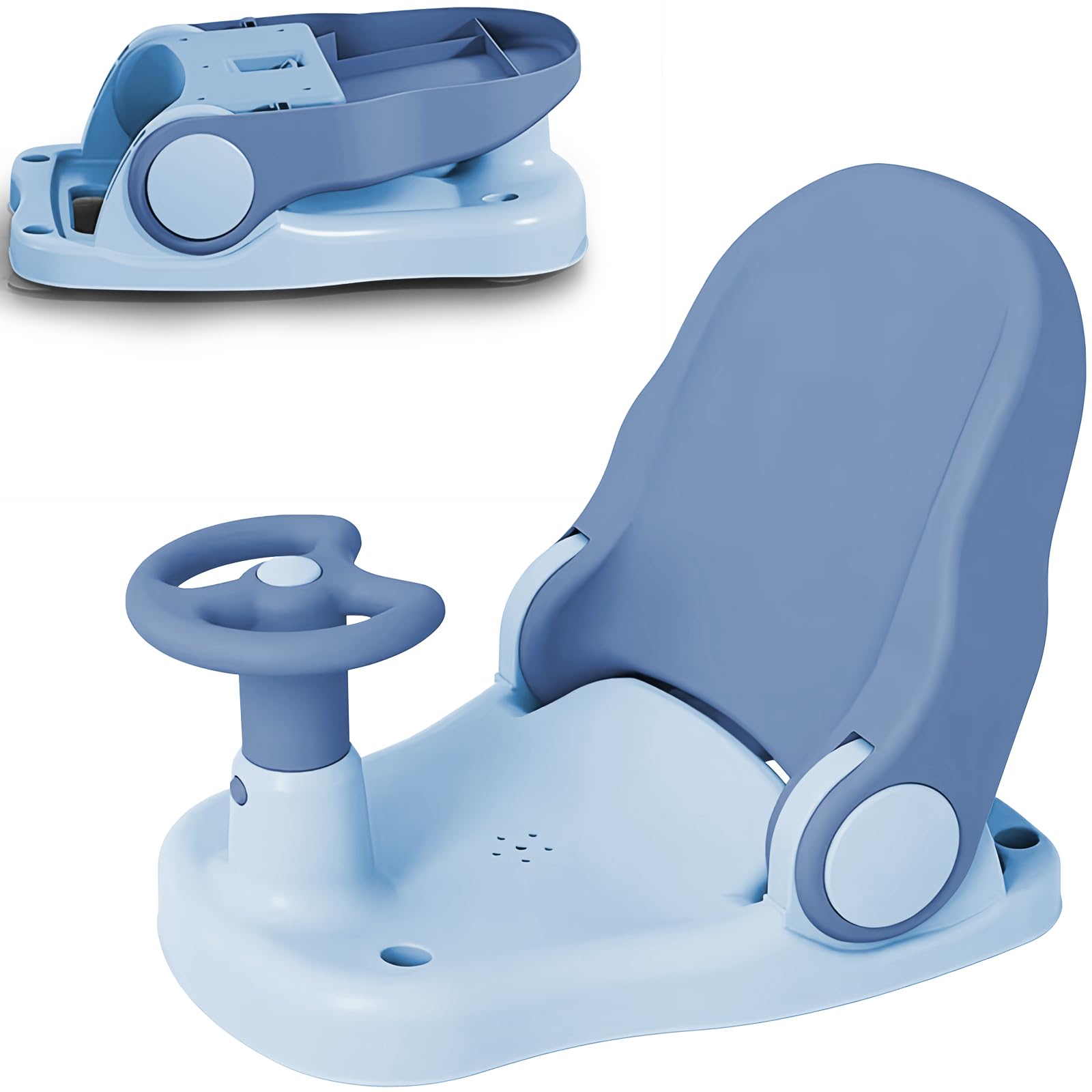 Hibtn Bath Seat 6 Months Plus, Bath Chair for Baby with Adjustable Backrest Suction Cup,Foldable Anti-Slip Baby Shower Chair,Portable Bathtub Seat for Sit Up Bathing Seat