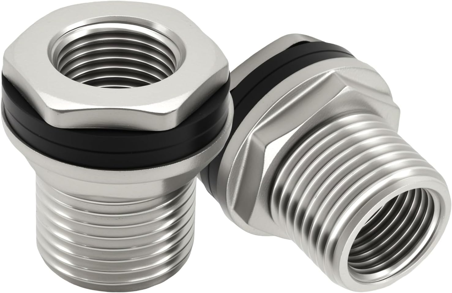 MDEOOSKY 2Pcs Stainless Steel Bulkhead Fitting, 1/2" Female NPT and 3/4" Male GHT Connector, Suitable for Hose Threaded, Tanks