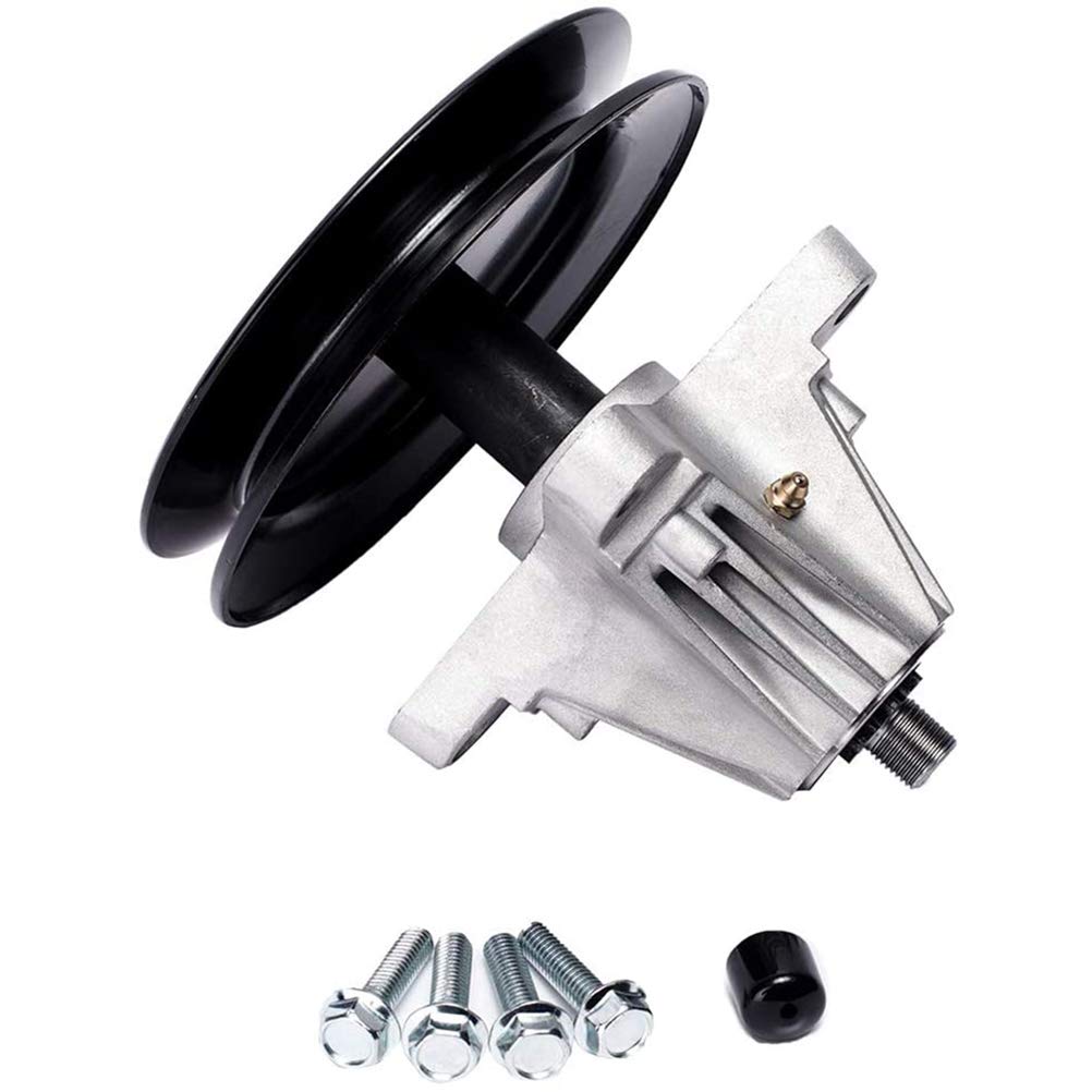 Compatible con 918-04822A 918-04822B 618-04822 918-04889, Conjunto de Eje de Cubierta de Cortacésped con Eje de Estrella de 6 Puntos, Polea Incluida (Plata)