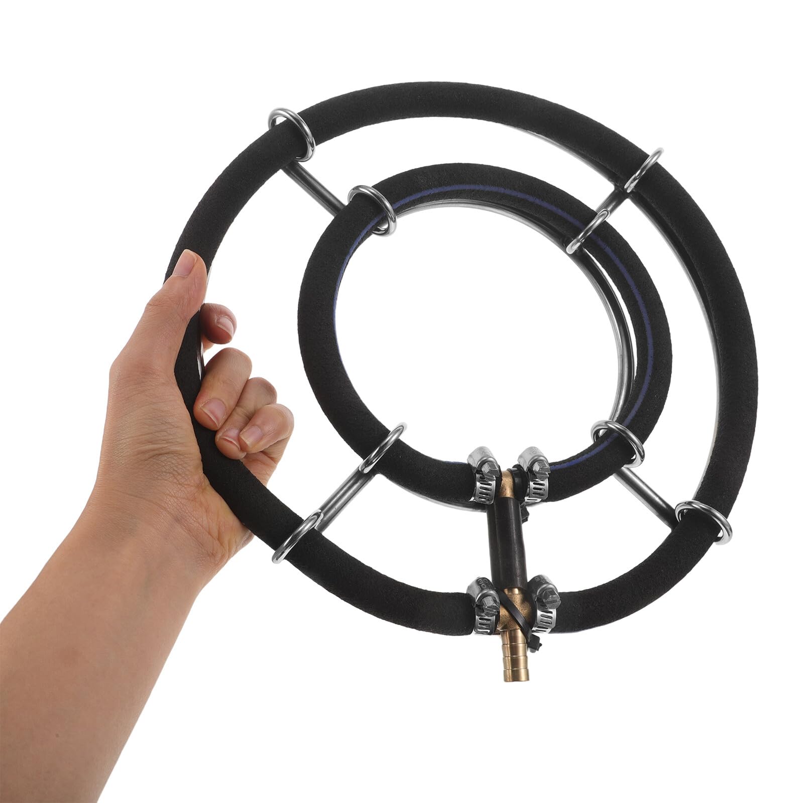 Difusor de Burbujas Redondo Doble Anillo 25 CM para Acuario y Estanque Piedra Difusora de Oxígeno de Acero Inoxidable Aireador Ultrasilencioso para Peces Bomba de Aire para
