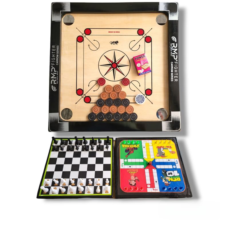 RMP Carrom Board for Kids 20 inches Glossy Finish with Carrom Board Coins, Carrom Board Striker and Magic boric Powder, with Chess Board and Ludo Board Game Wooden Board, Better Results. (B0DC44RB82) Amazon Price History, Amazon Price Tracker