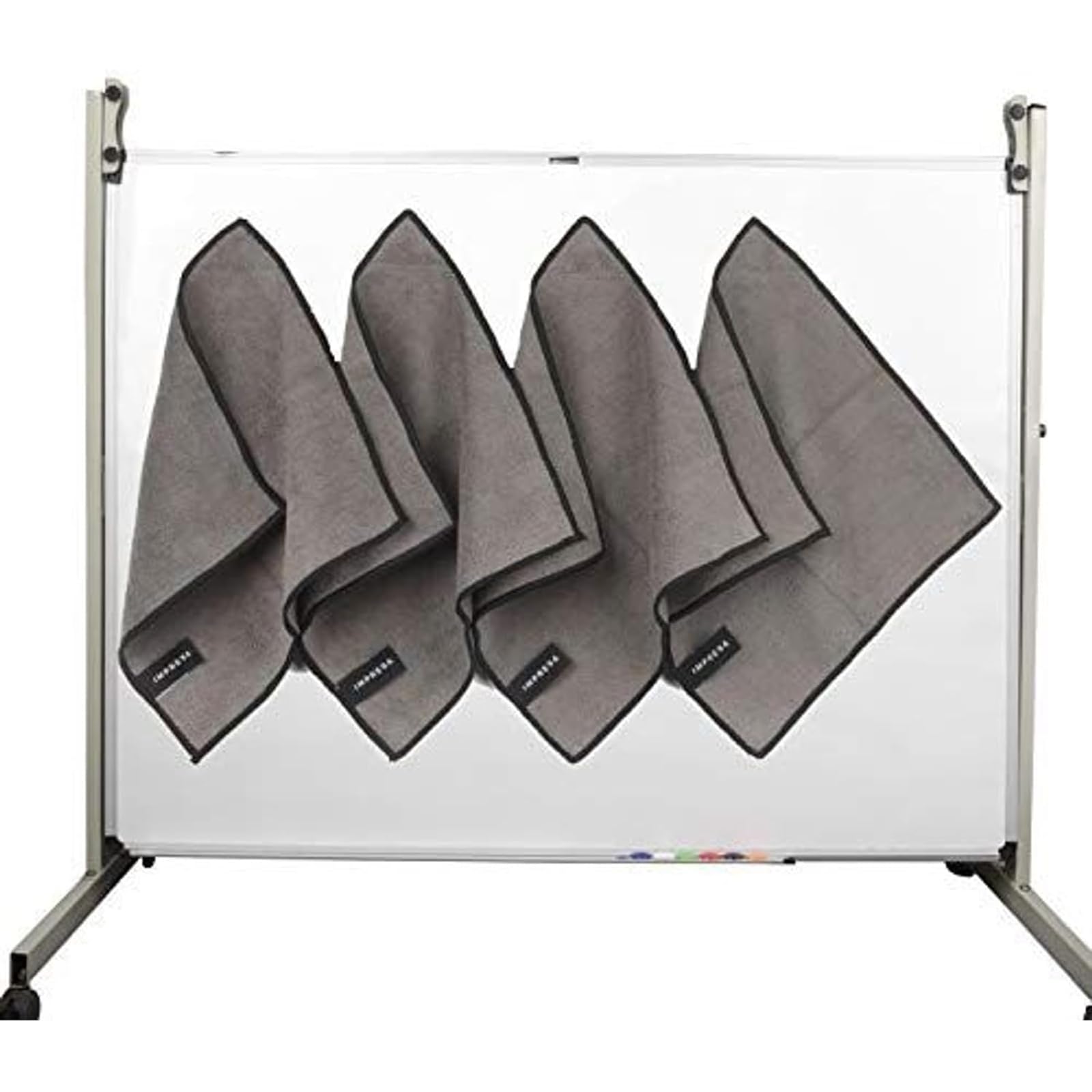 4 Pack Magnetic Cleaning Cloth Dry Erasers For White Boards - Extra Strong Magnet - Compatible with all Whiteboards - Ideal For Classroom, Home and Office Use - Reusable and Washable - 10'' X 10''