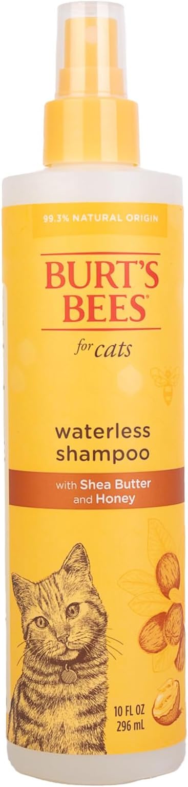 Burt's Bees for Pets Waterless Cat Shampoo Spray, No-Rinse Cat Dry Shampoo with Shea Butter & Honey for Gentle Cleaning Between Baths, pH Balanced, No Harsh Detergents, 10 Fl Oz