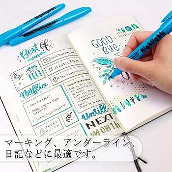 Amazon.co.jp: Shuttle Art 蛍光ペン 青 30本セット 蛍光