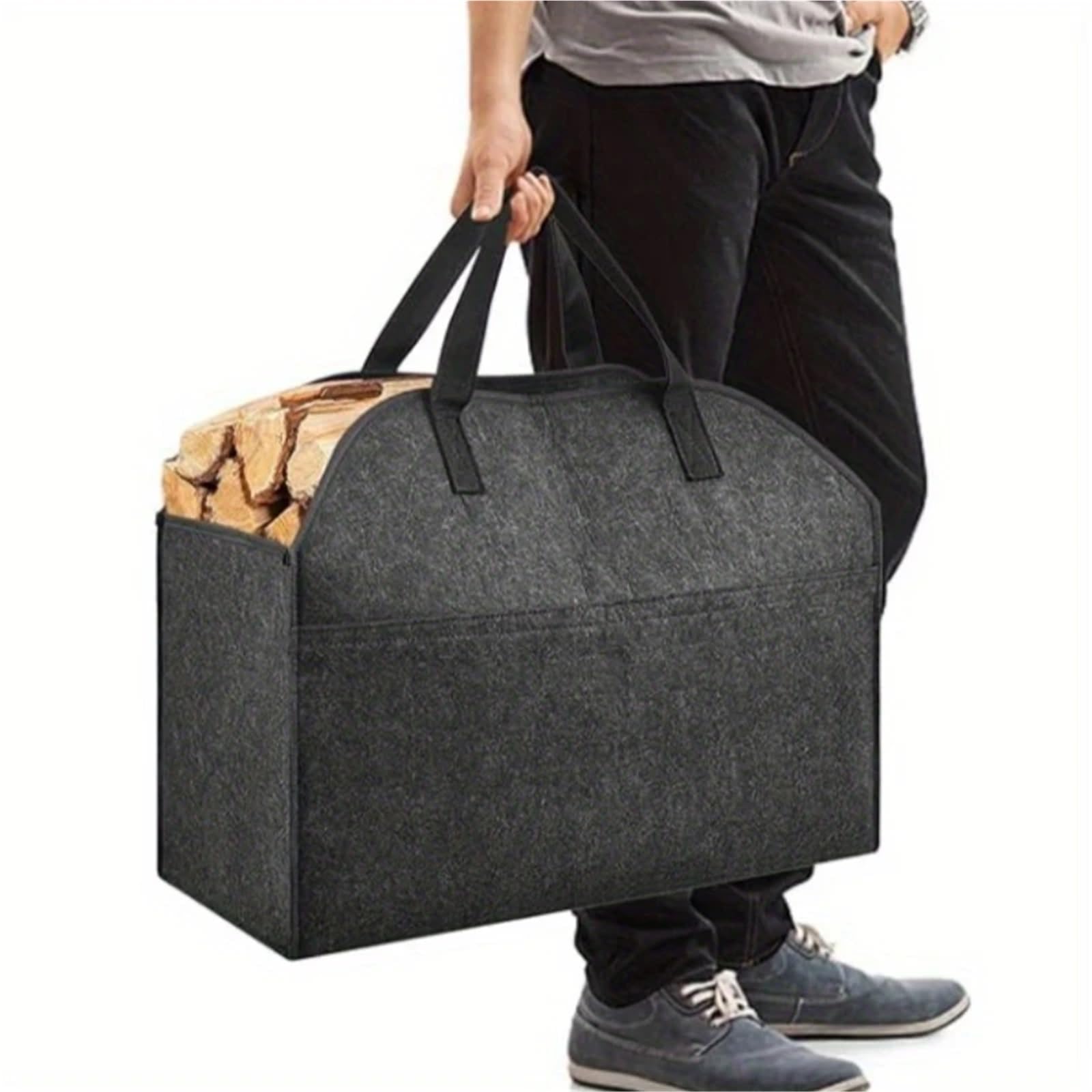 Firewood Storage Bag Heavy Duty Log Carrier, Waterproof Firewood Storage Bag With Reinforced Handles, For Fireplace Woodpile