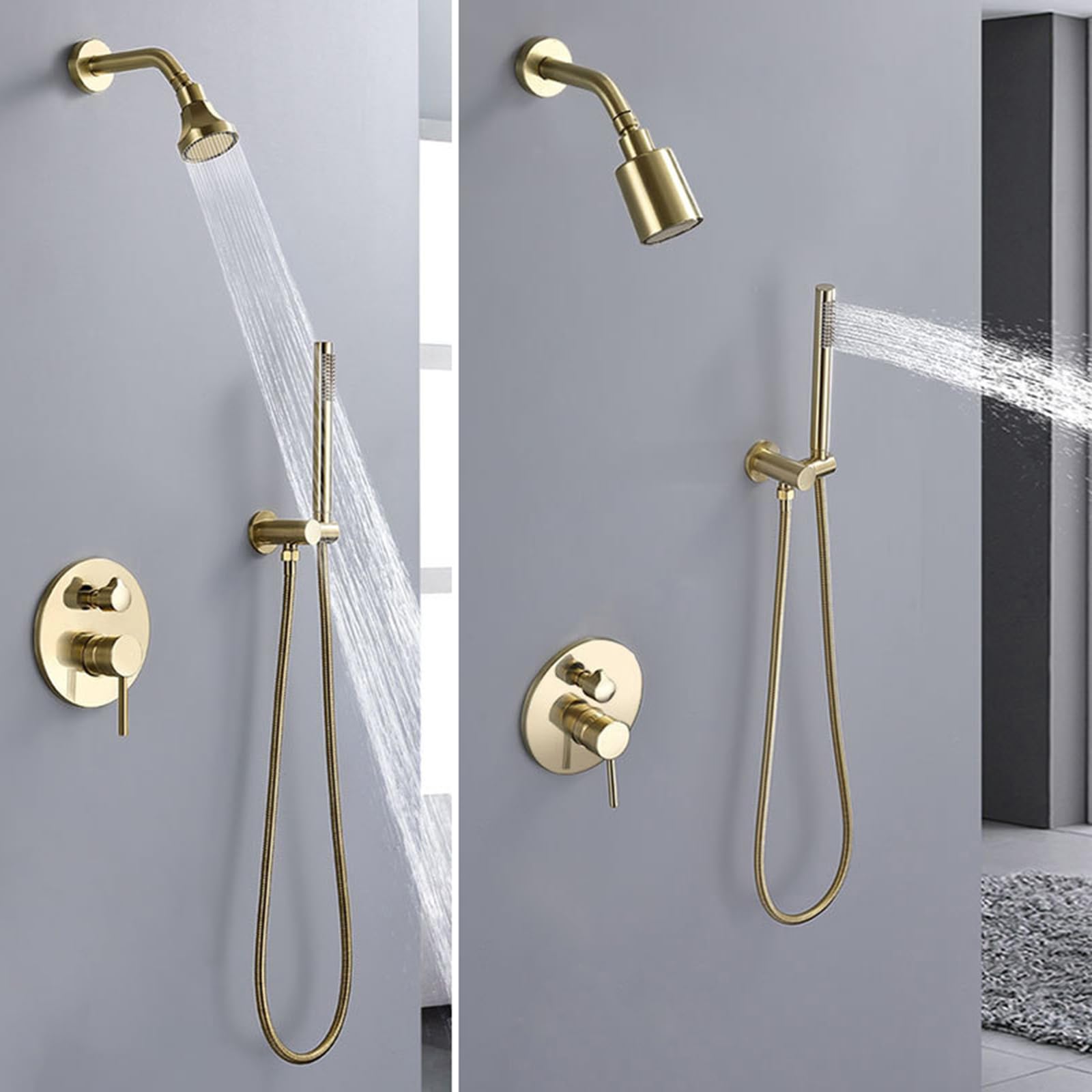 XJTNLB Columna de Ducha Empotrada Alcachofa de Ducha Efecto Lluvia Duchas de Baño Empotradas Negro Monomando