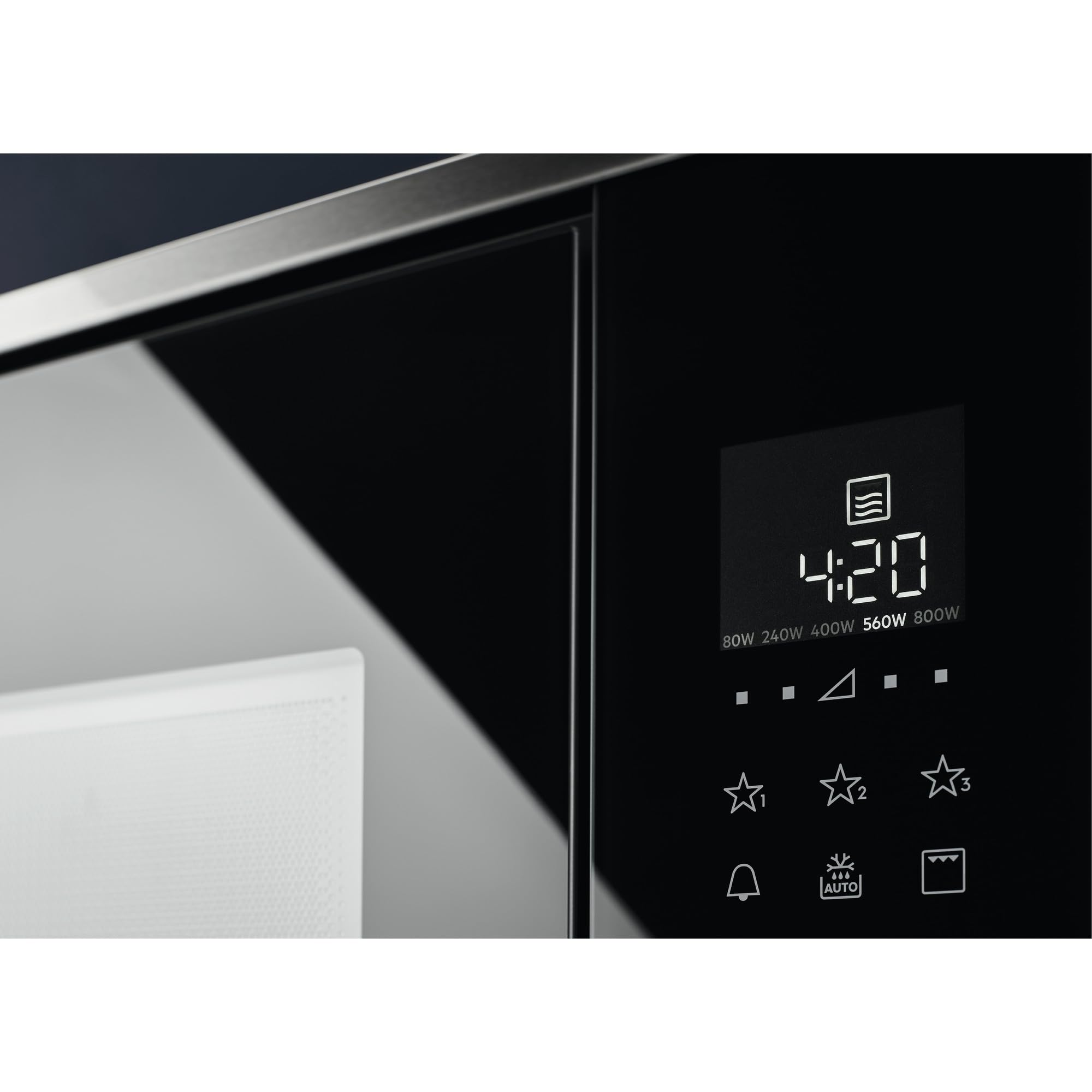Electrolux KMFD172TEX Horno Microondas Integrable, 800W, Función Grill, Capacidad 17 L, Display Led con Control Táctil, Plato Giratorio Retornable, Apertura Electrónica, Color Negro Inox Antihuellas