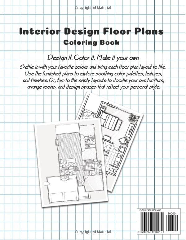 Interior Design Floor Plans Coloring Book Volume 01: Home Layout Drawings for Coloring and Doodle (OpenHouse) image 3