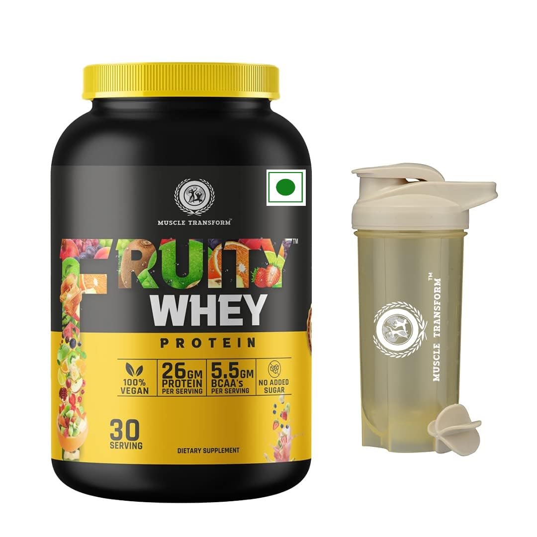 NUTRACEUTICALS- WHEY PROTIEN, LACTASE, LIPASE POWDER [1kg] Muscle Transform Fruity Whey Protein Isolate, 26g Protein, 5.5 BCAAs, 6g Glutamine, 15g EAA | Muscle-Building Whey Protein Supplement Powder | Lean Body High Whey Protein Powder for Muscle Growth, Rapid Recovery [Chocolate,1kg] Free Gym Shaker Sipper Bottle