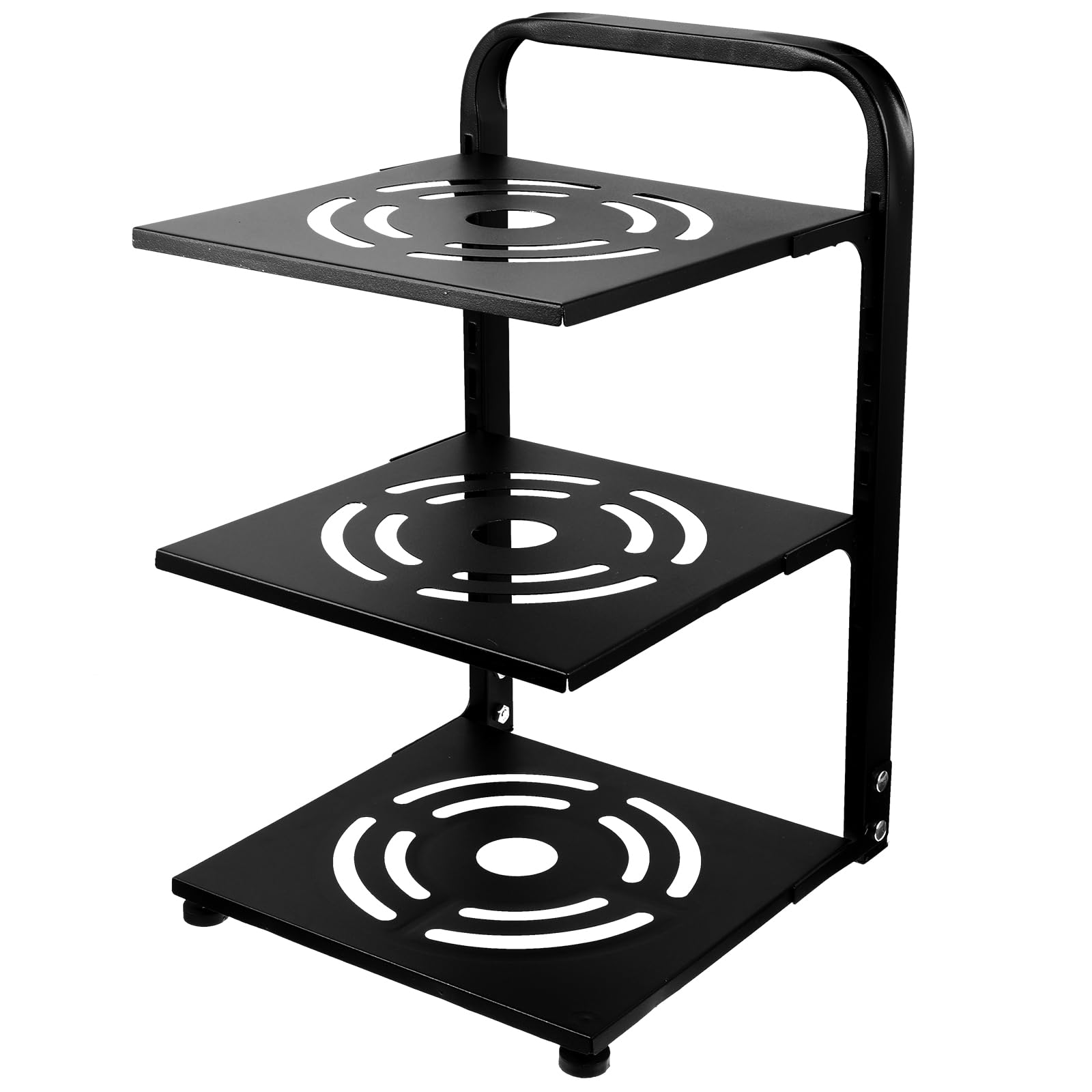 Estante Ajustable para Ollas y Sartenes Doméstico de Acero al Carbono, Rejilla Multifunción de 3 Niveles Negra para Encimera y Gabinetes de Cocina, Organizador Resistente