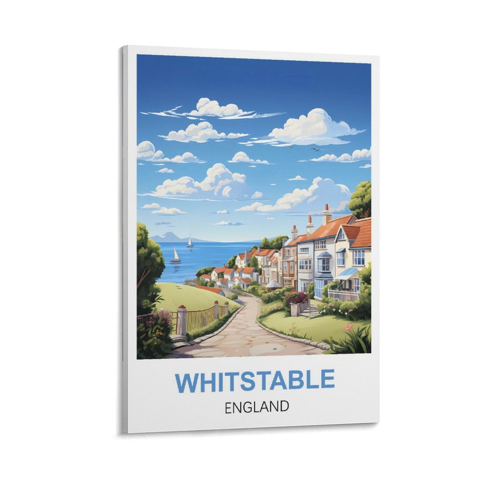 Whcheeh Frame-Style Whitstable England Vintage Travel Poster 16X24inch(40X60cm) Canvas Art Print Wall Art Decor Picture