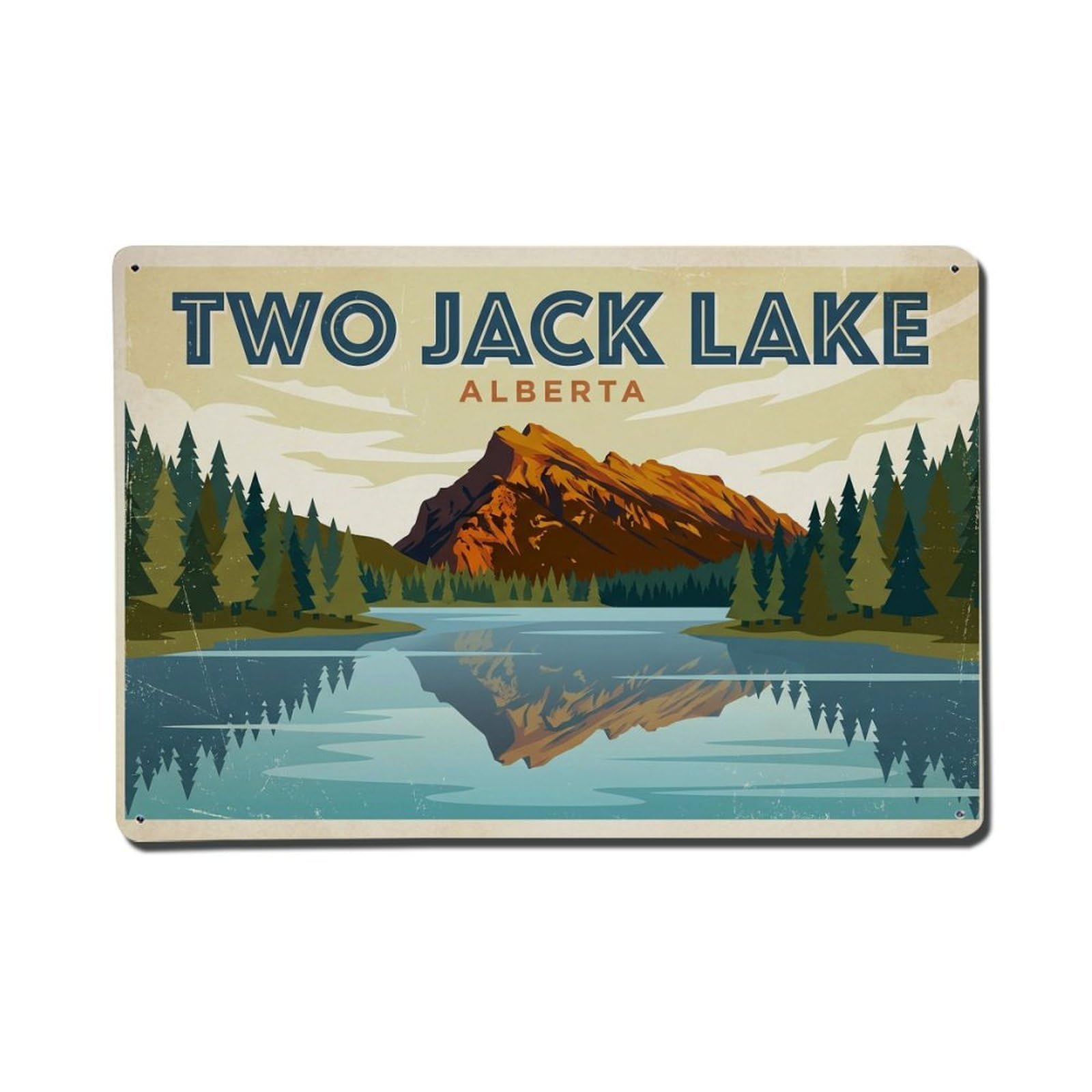Cxhjca 8X12inch(20X30cm) Vintage Travel Canada Two Jack Lake Metal Tin Sign