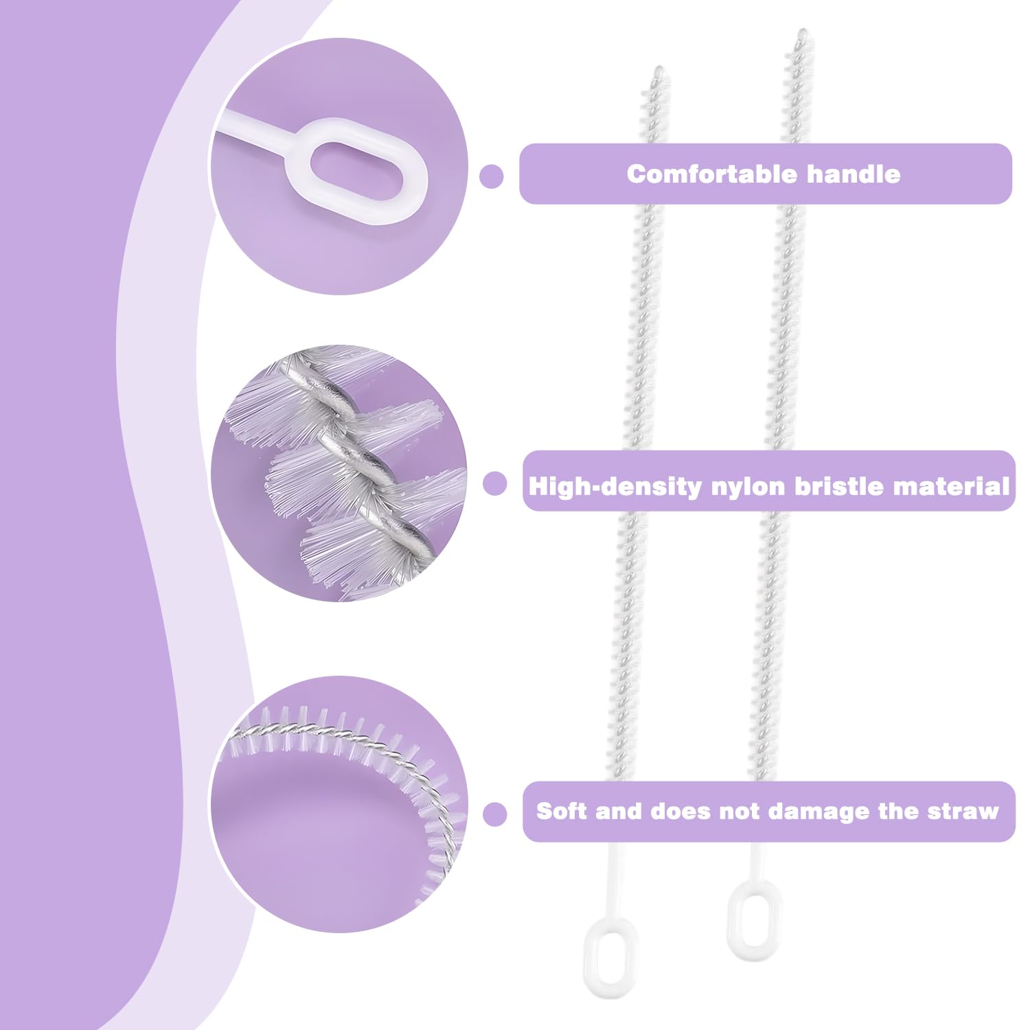 4 cepillos para pajita de 6 mm y 10 mm, cepillos de limpieza reutilizables para pajitas de cristal