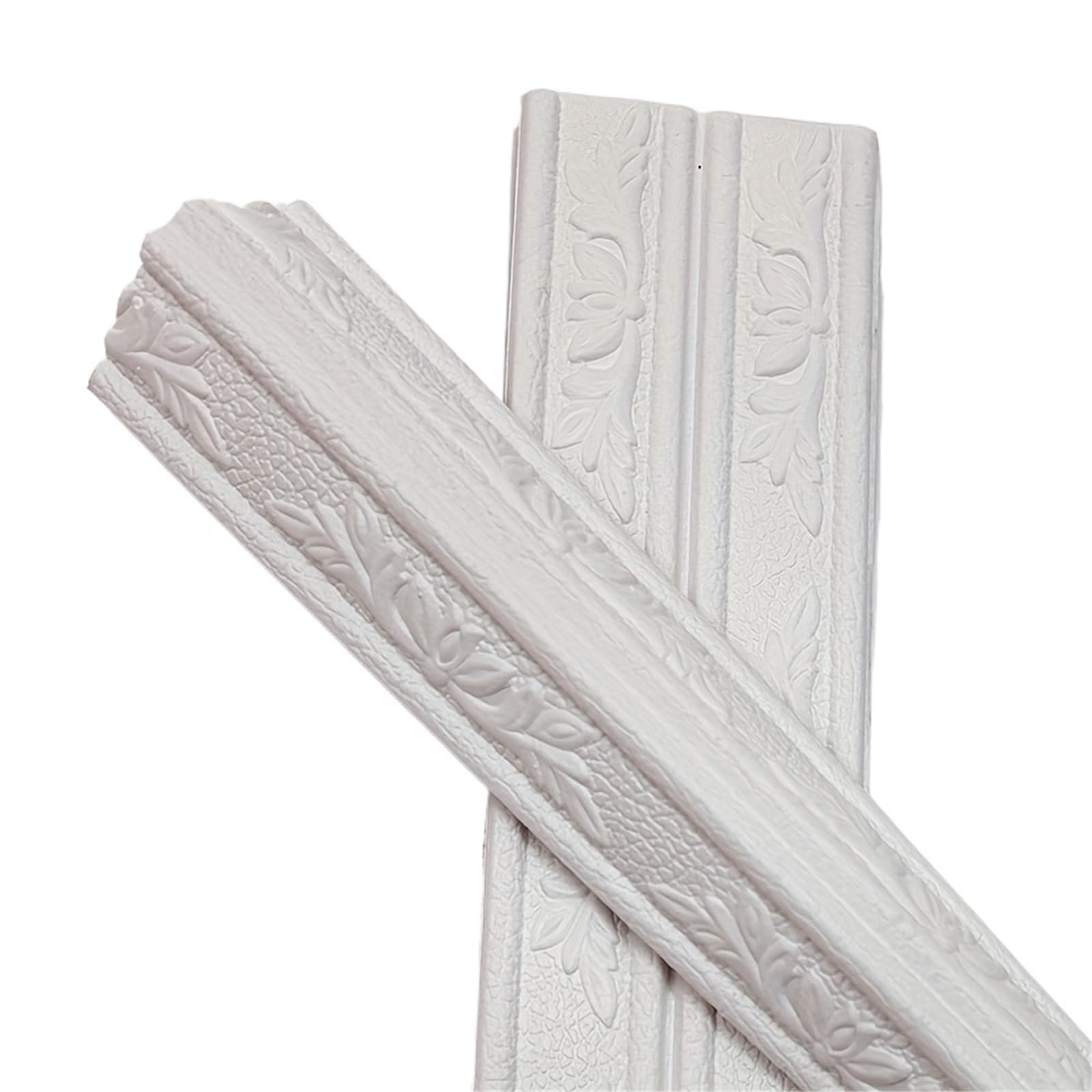 Xctdsvah White Wallpaper Border Carving Flowers Foam Self Line Skirting Waterproof Baseboard Corner Waist Sticker Wall Edge Strip Stickers(White)