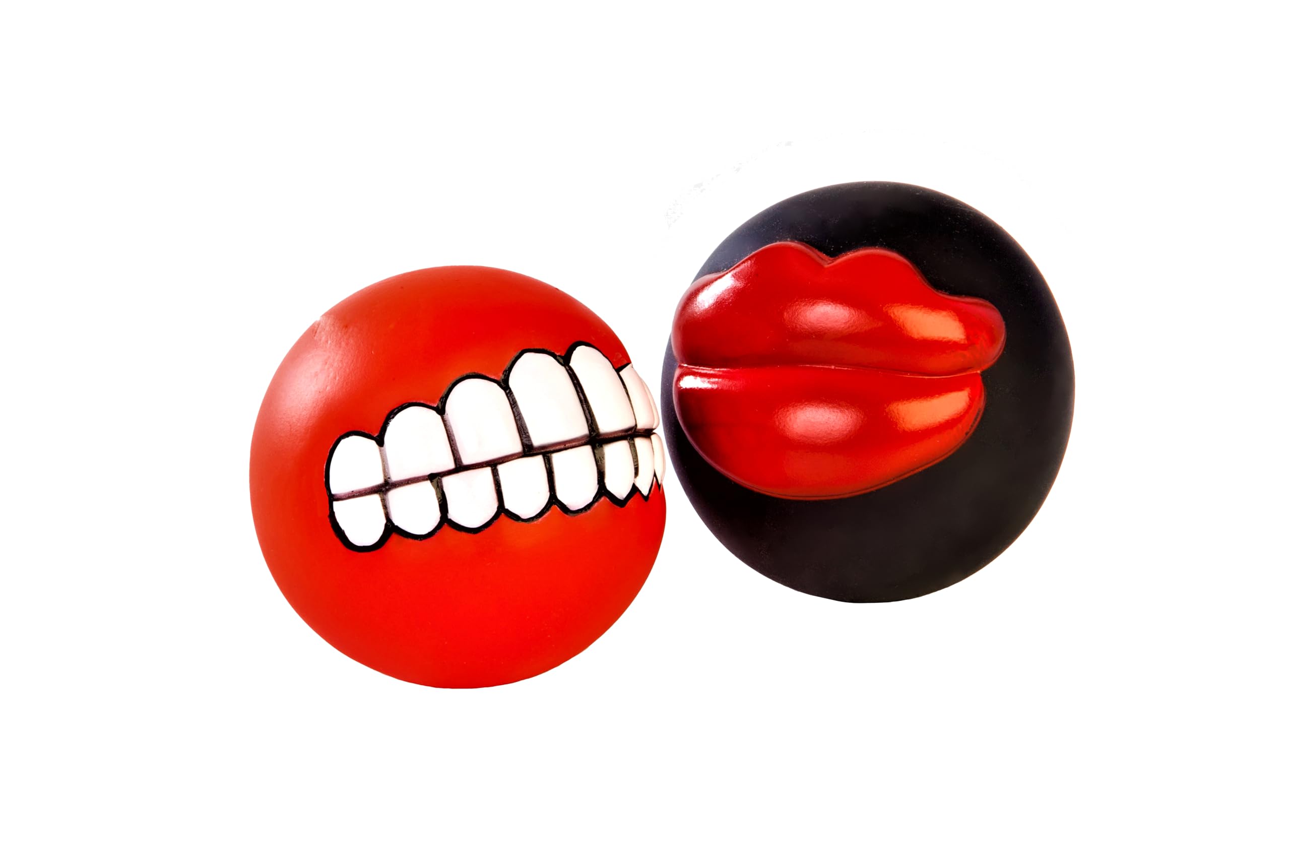 Dingo Waldemar Rutkowski Smile and Mouth, Fun Dog Balls with Built-in Squeaker, Diameter 7.5 and 8 cm, Made of Vinyl, Lightweight (Z30039)