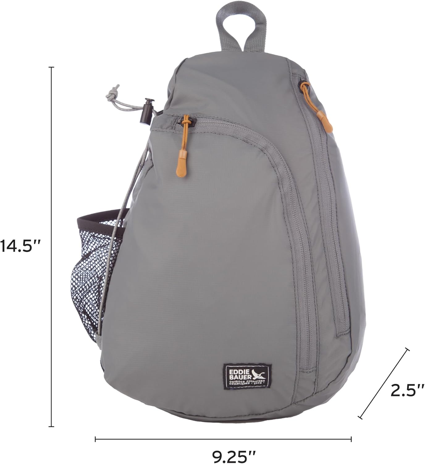 Eddie Bauer Ripstop 8L Shoulder Sling Pack with Padded Air-Mesh Adjustable Crossbody Strap for Right or Left Handed Fit - Slate